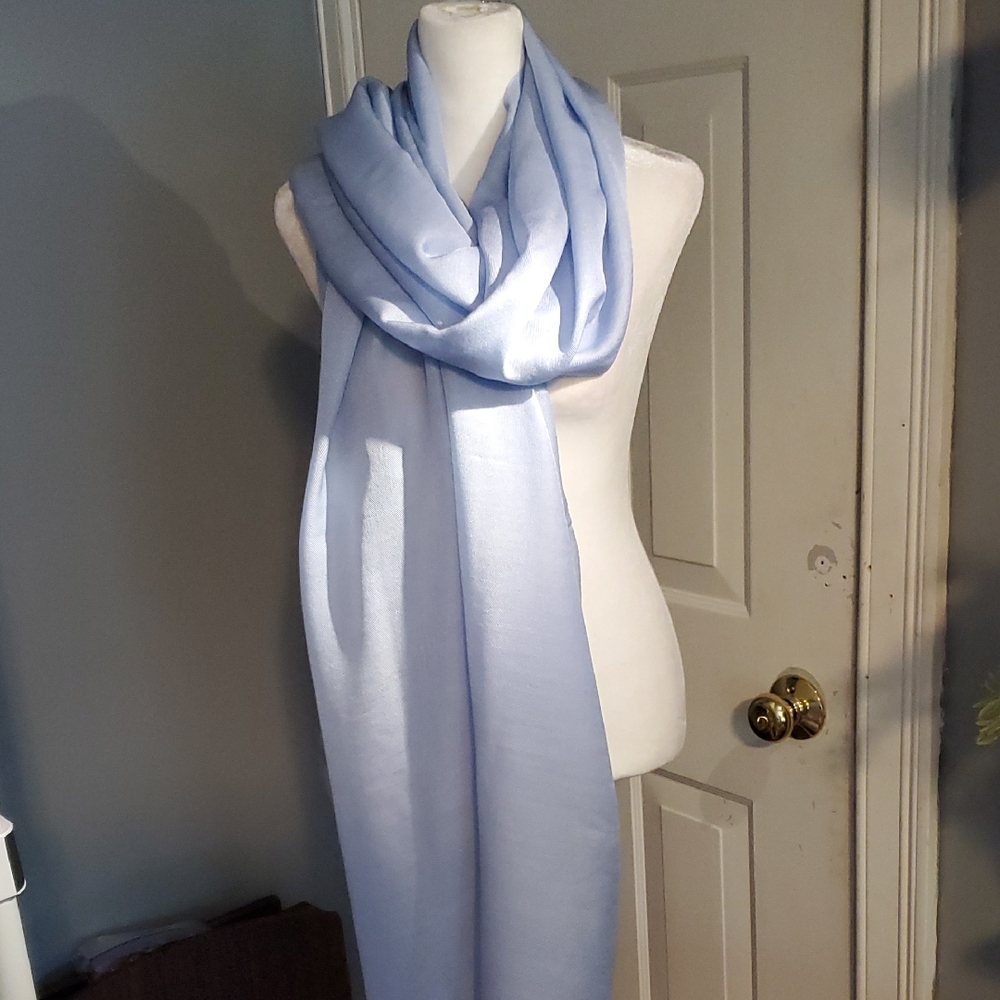 Elegant Light Blue Brassloom Pashmina Silk Scarf